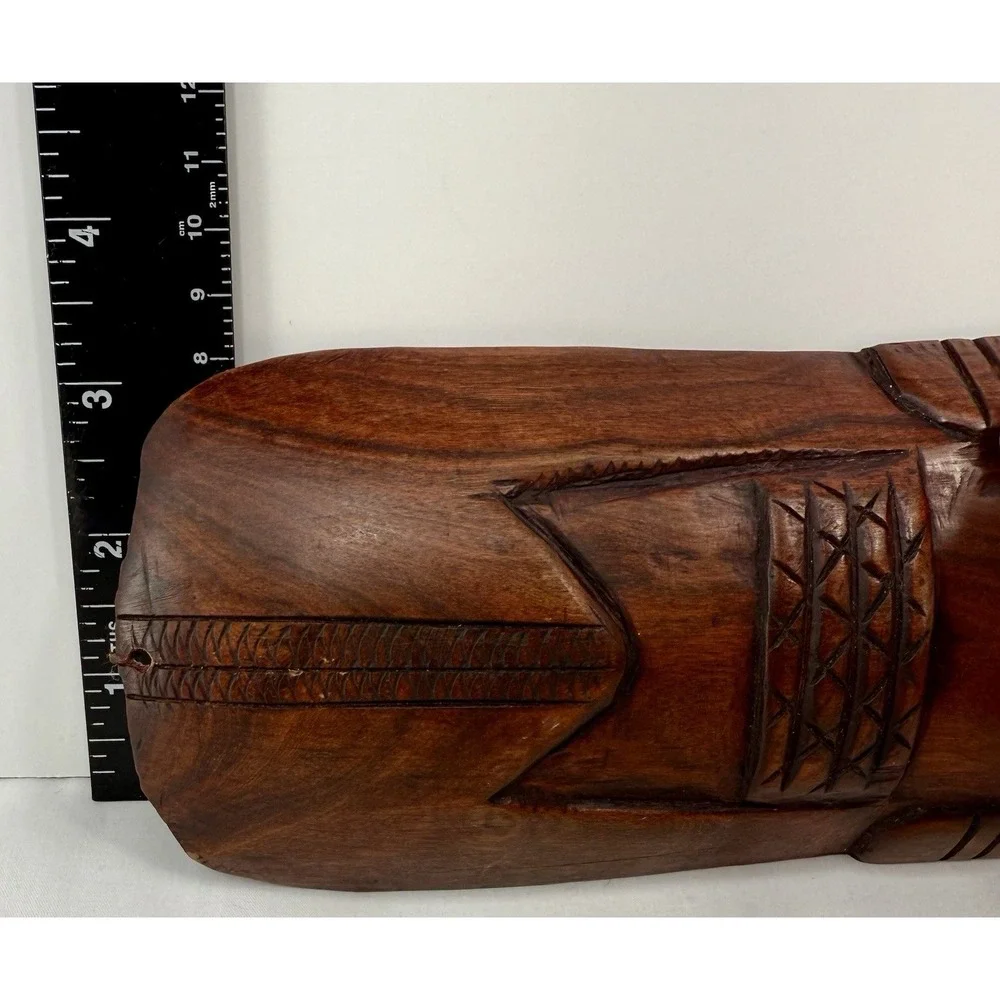 Vintage Hand Carved Wood Tiki Wall Mask‎ 9.5